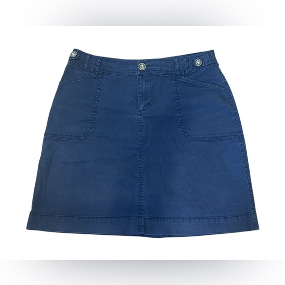 Per Se Navy Cotton Spandex Utility Pocket Button Skirt Size 4 - Picture 1 of 6